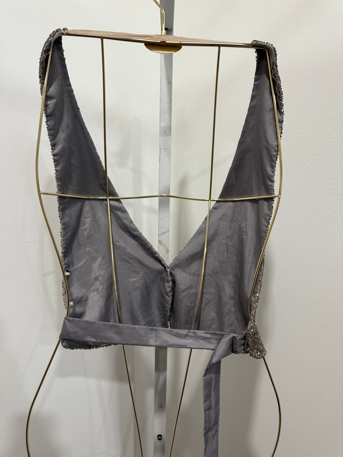 Beaded halter silver vest