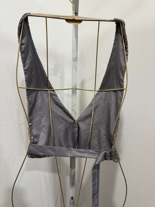 Beaded halter silver vest
