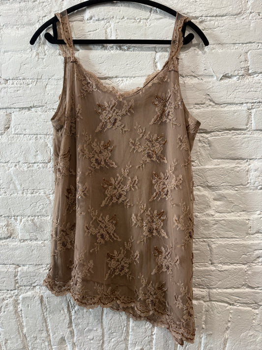 Beige beaded lace tunic