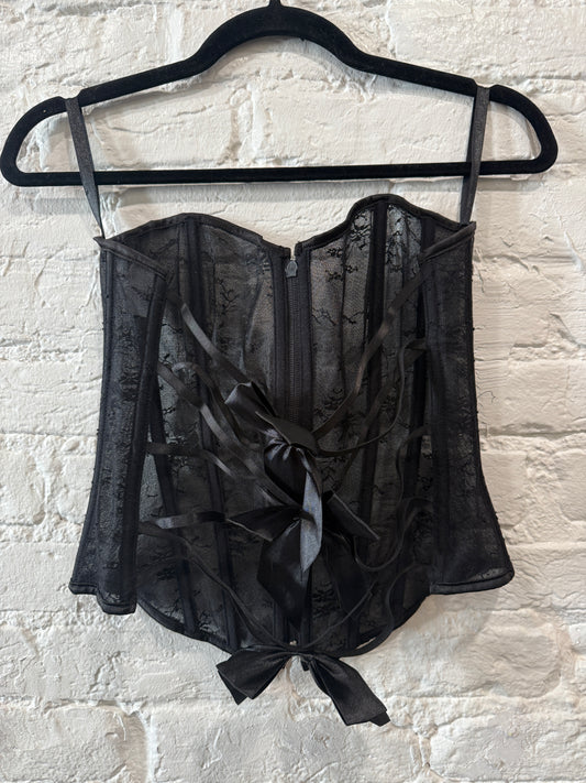 Black Bow detailed lace corset