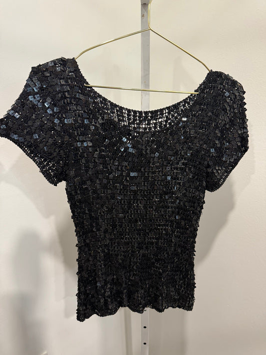 Black sequin short sleeve