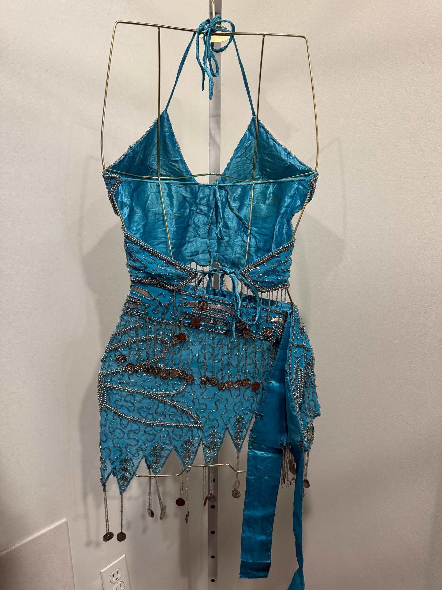 Blue beaded topbelt set asis