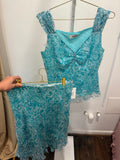 Blue Floral Silk Set