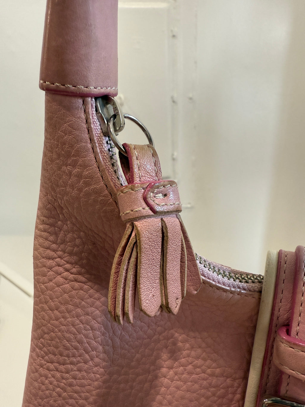 Pink Pebble Leather Handbag
