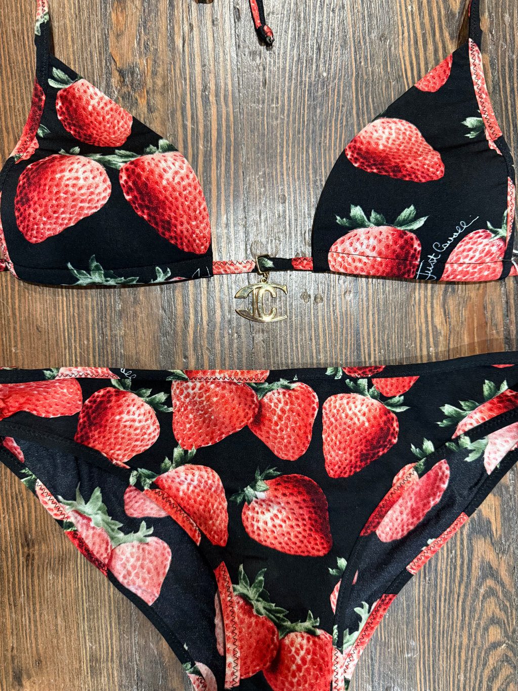 Vtg Cavalli Strawberry Bikini set as is