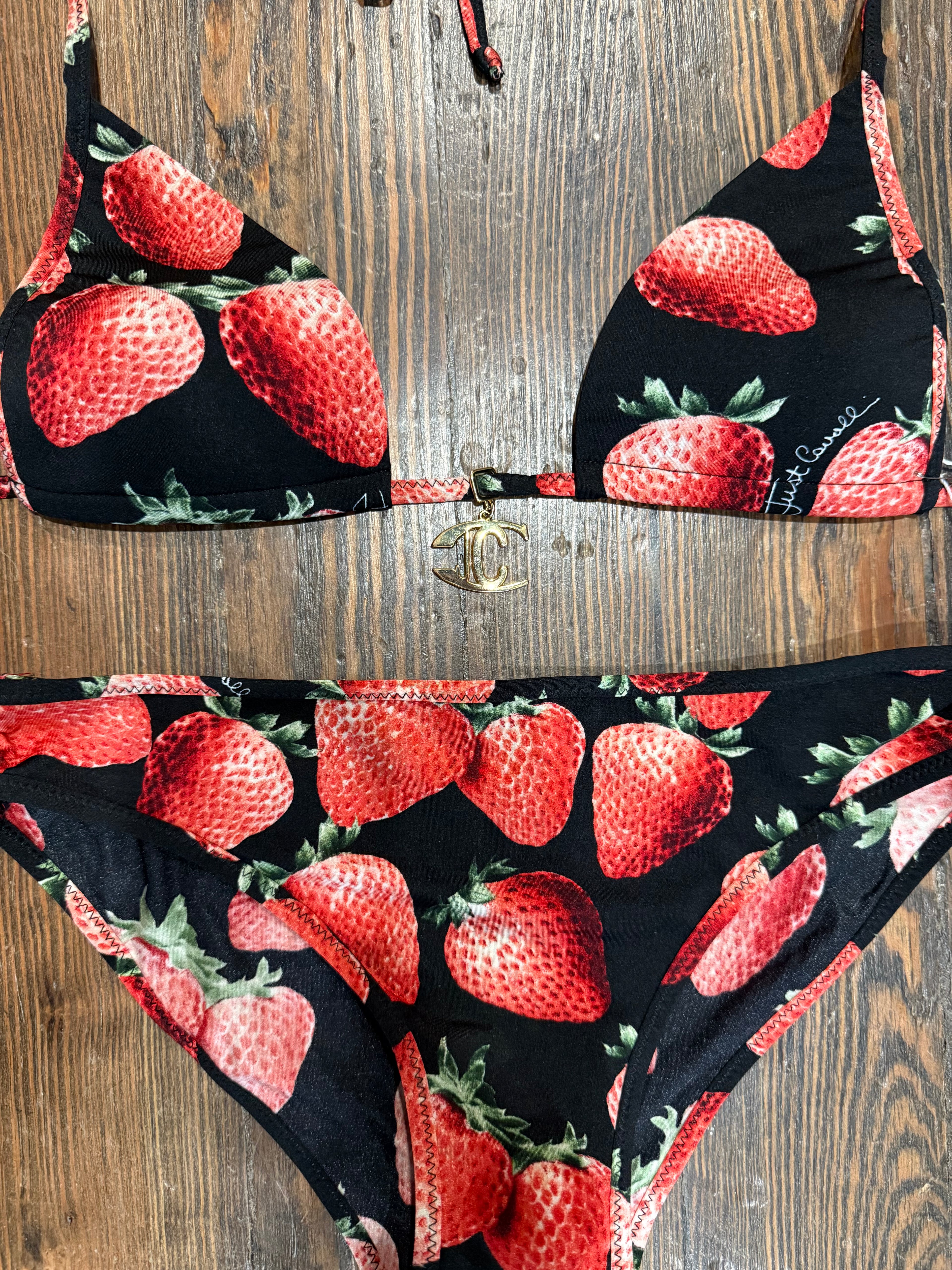 Vtg Cavalli Strawberry Bikini set as is