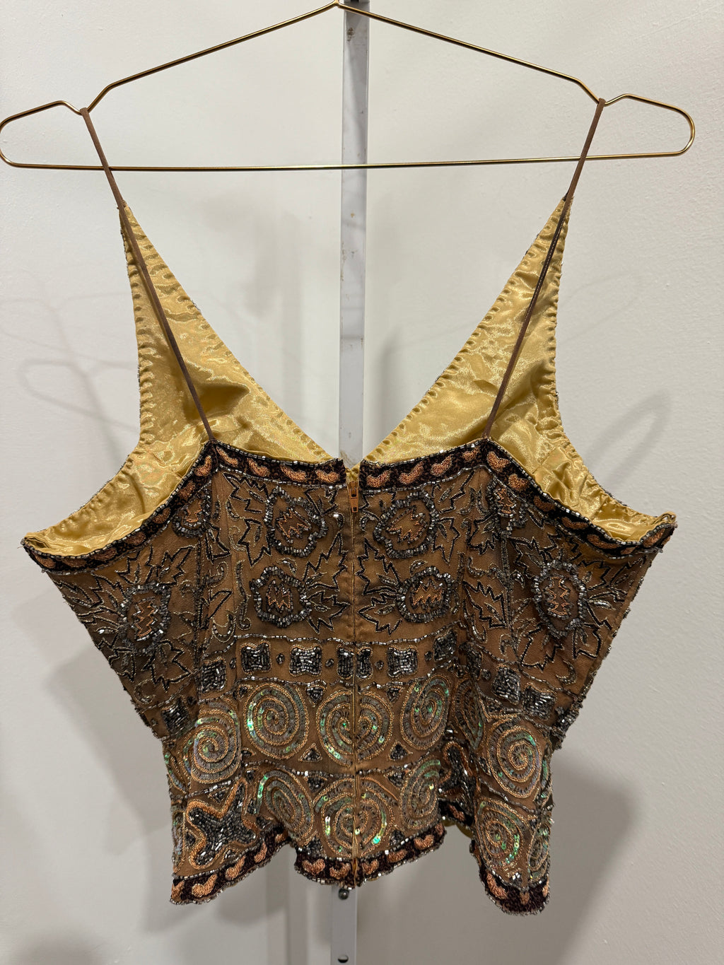 Gold beaded corset top