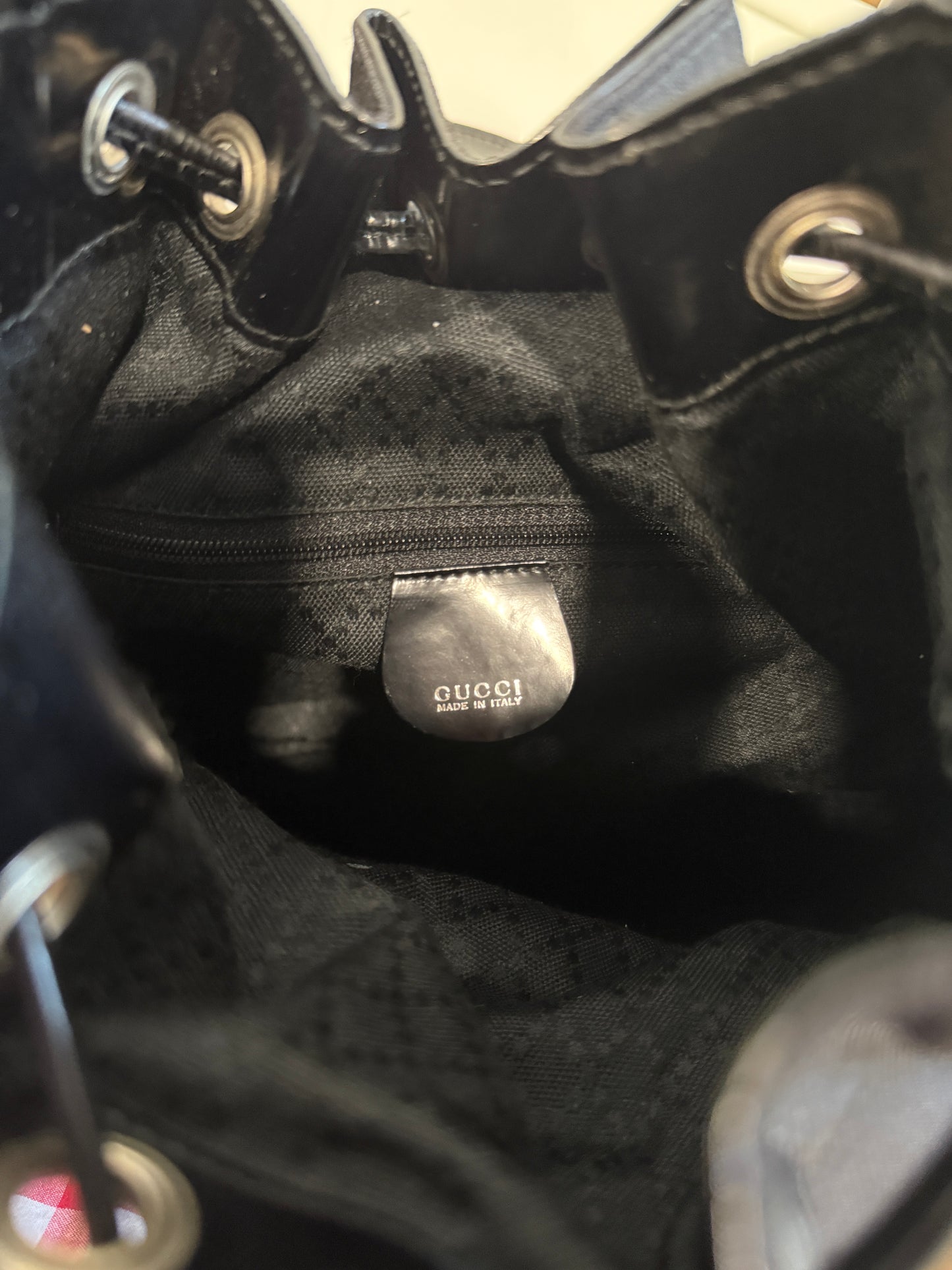 Black Gucci Bucket Bamboo Handbag