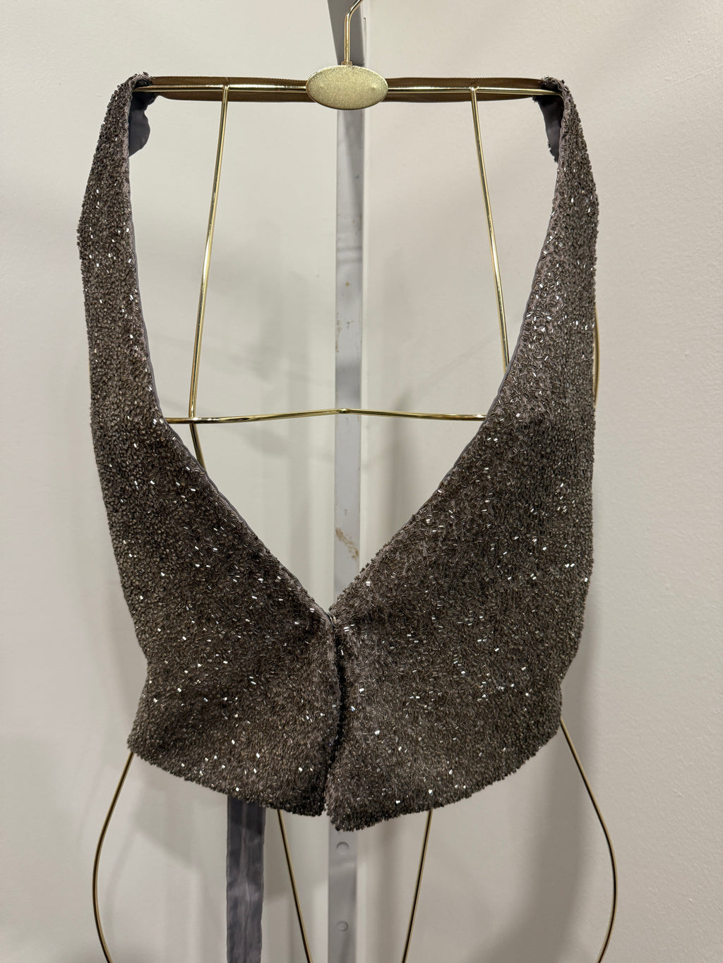 Beaded halter silver vest