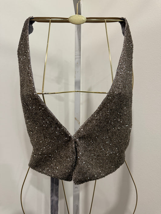 Beaded halter silver vest