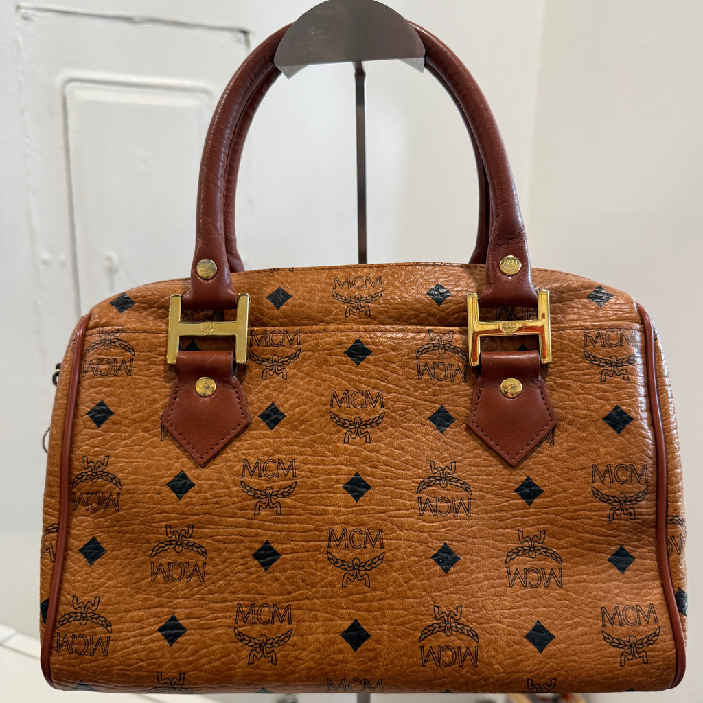 MCM Cognac Boston Handbag