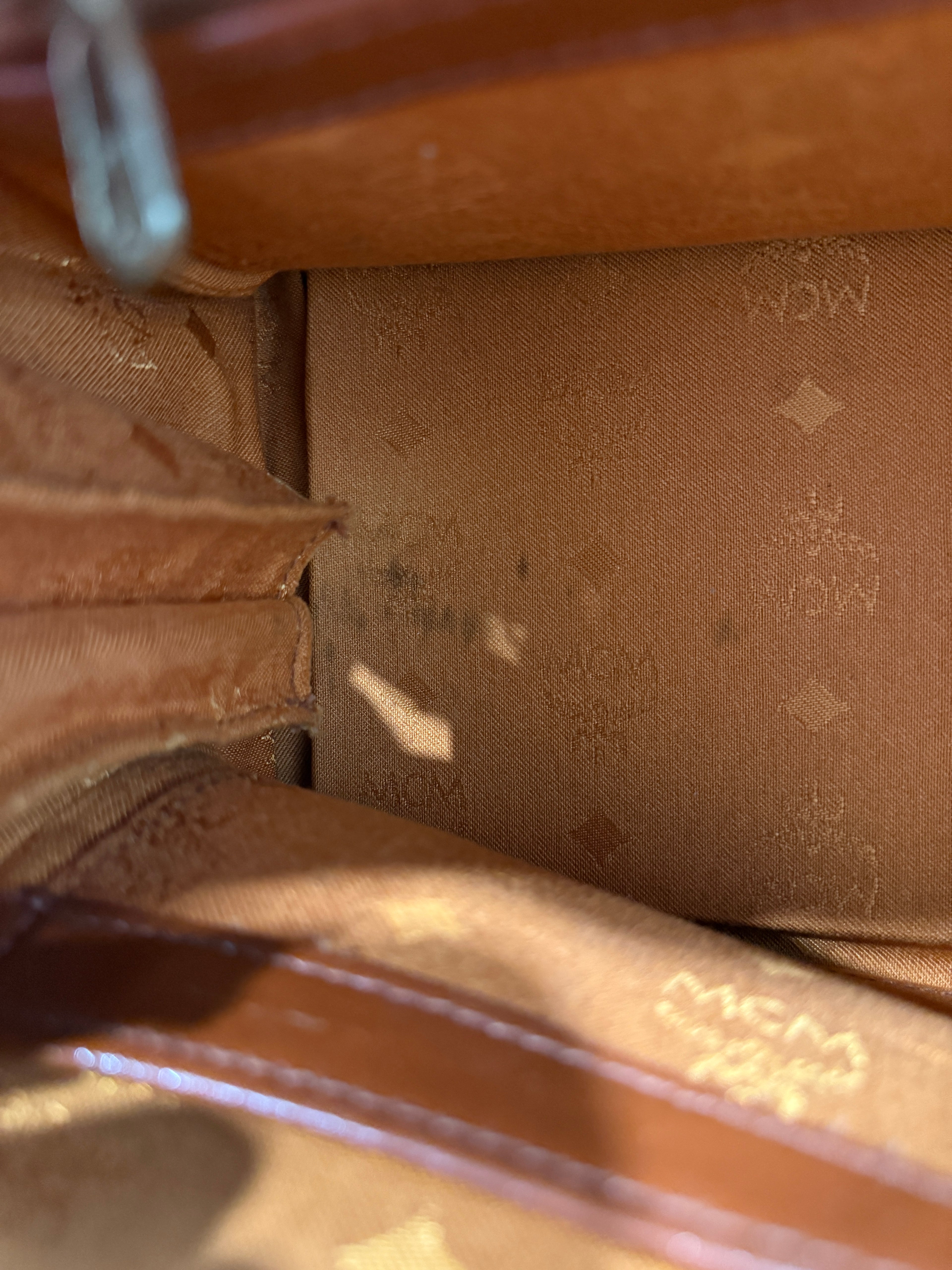MCM Cognac Boston Handbag