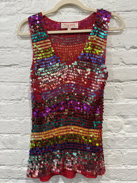 French Sequin Crochet Top