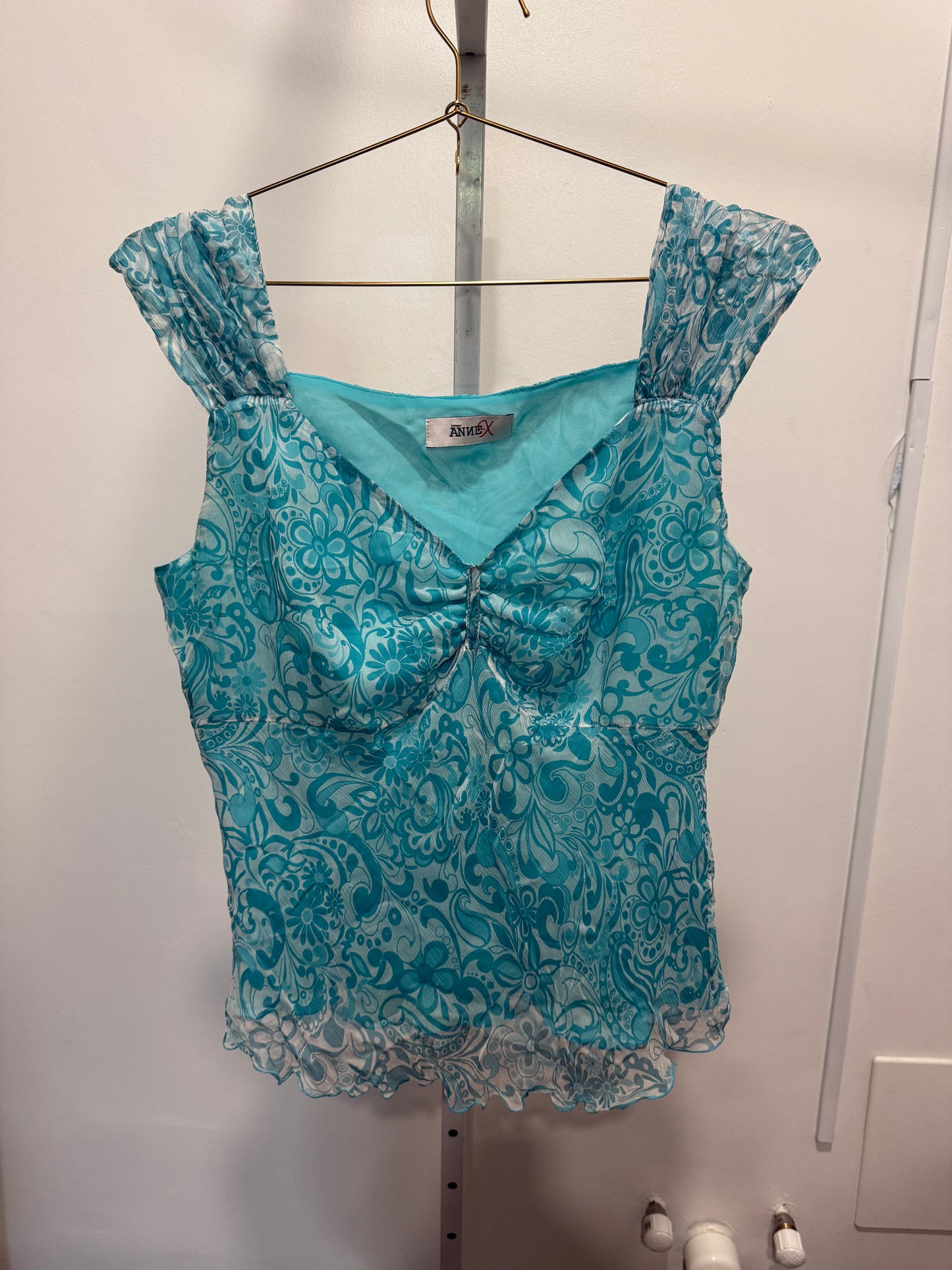 Blue Floral Silk Set