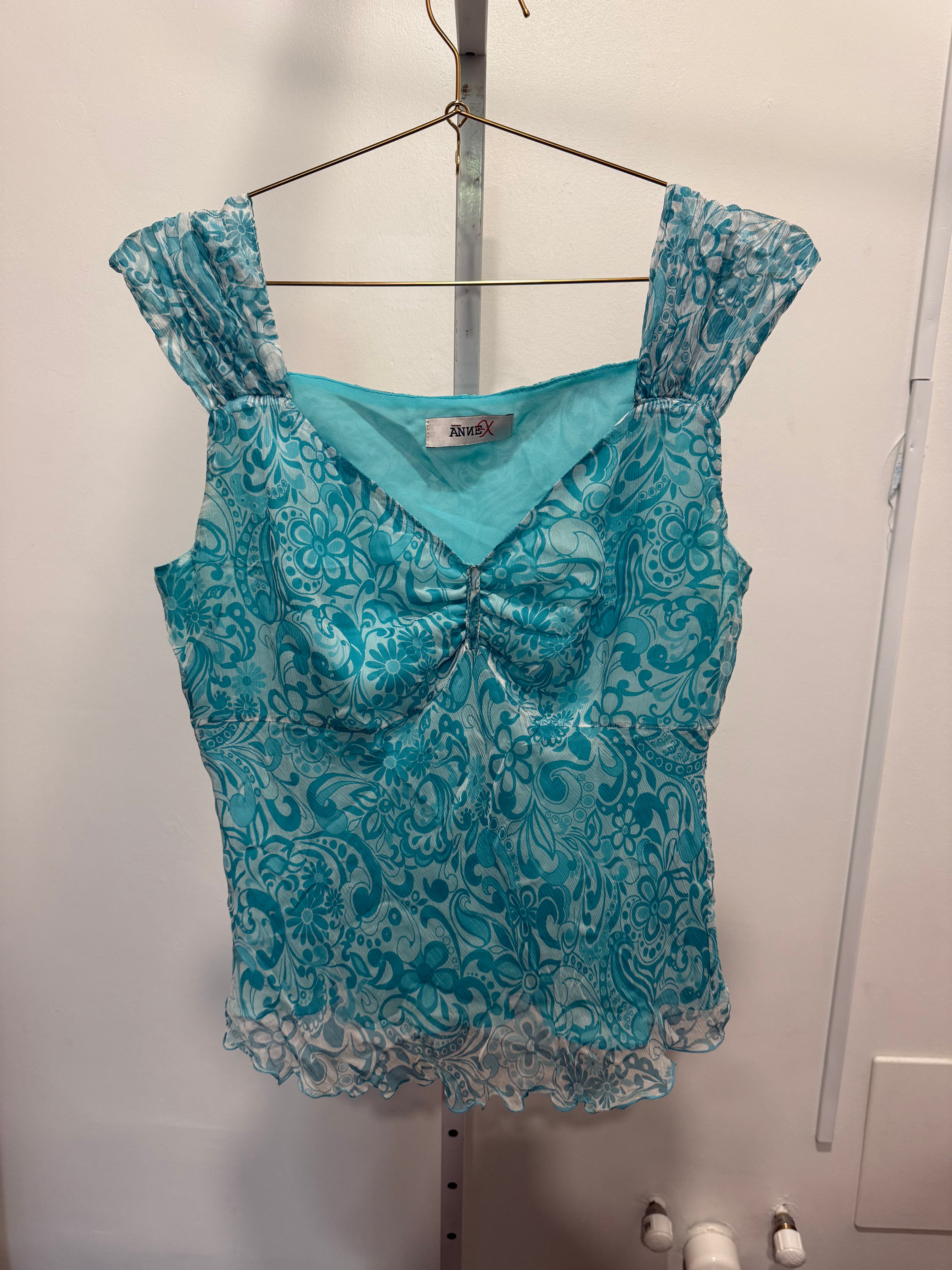 Blue Floral Silk Set