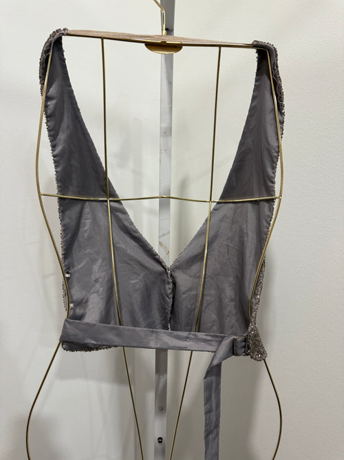Beaded halter silver vest