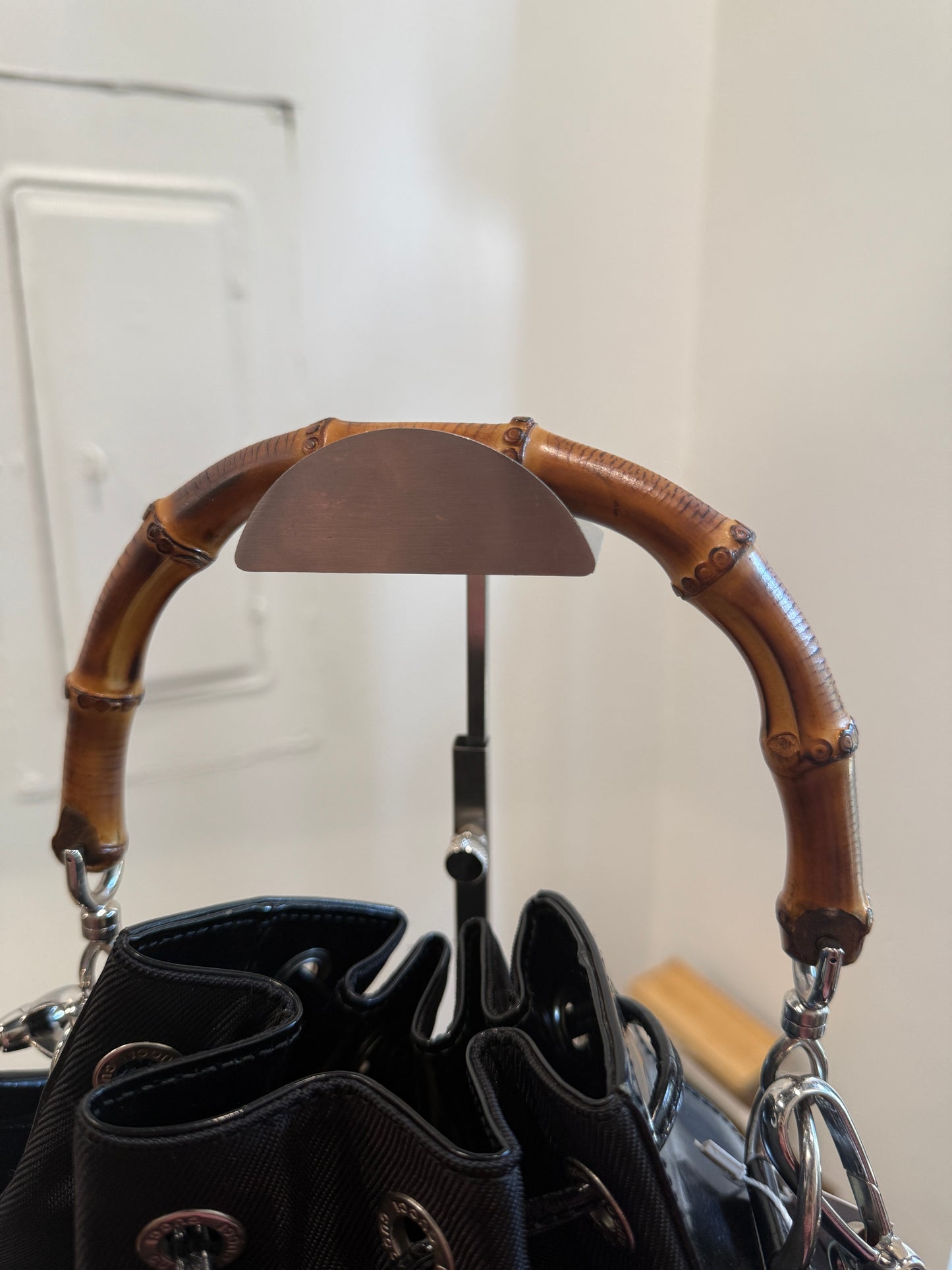 Black Gucci Bucket Bamboo Handbag