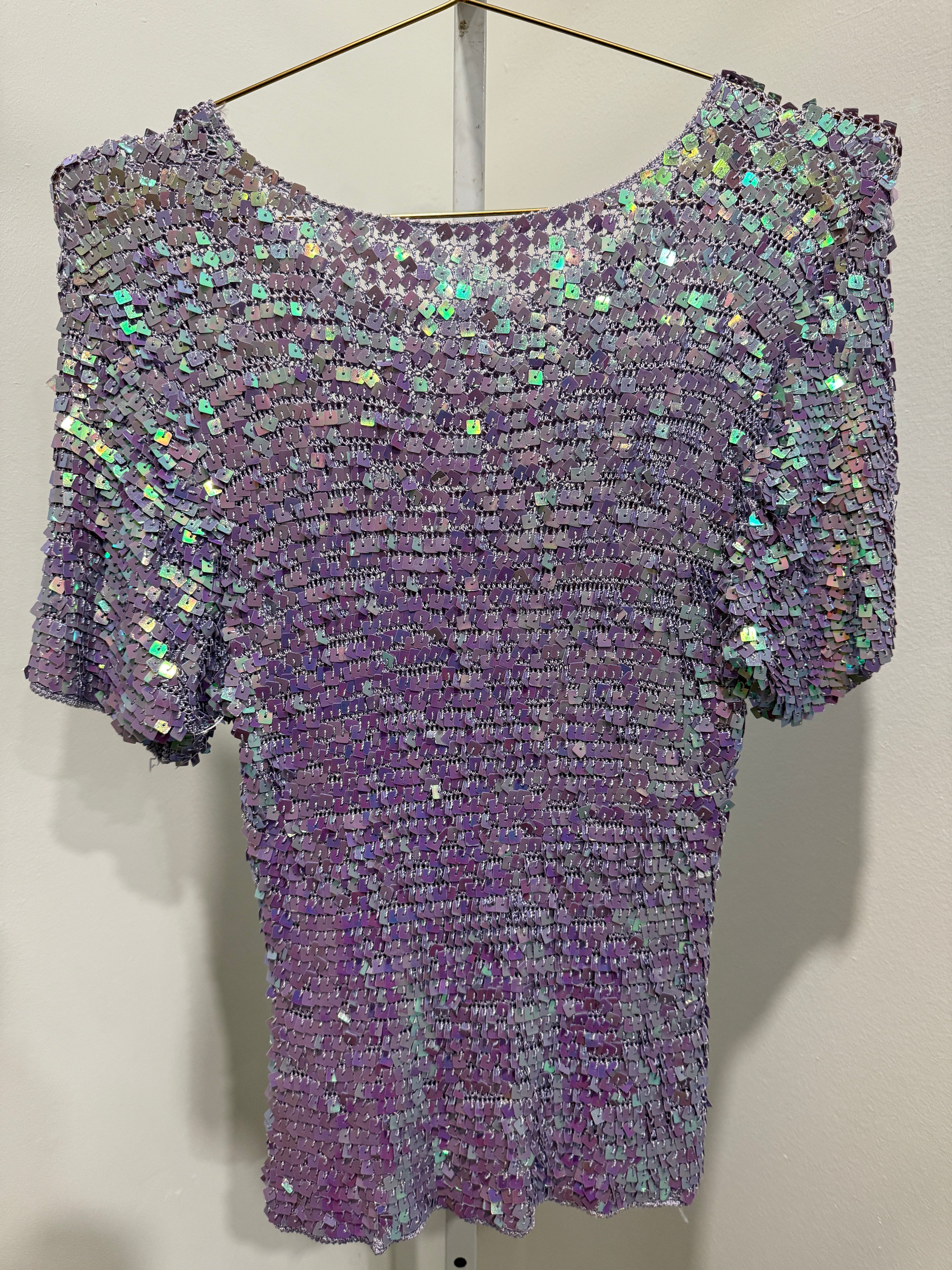 Purple Sequin 
Crochet Top SS