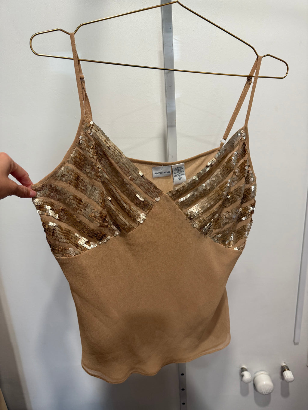 Sequin tan cami top