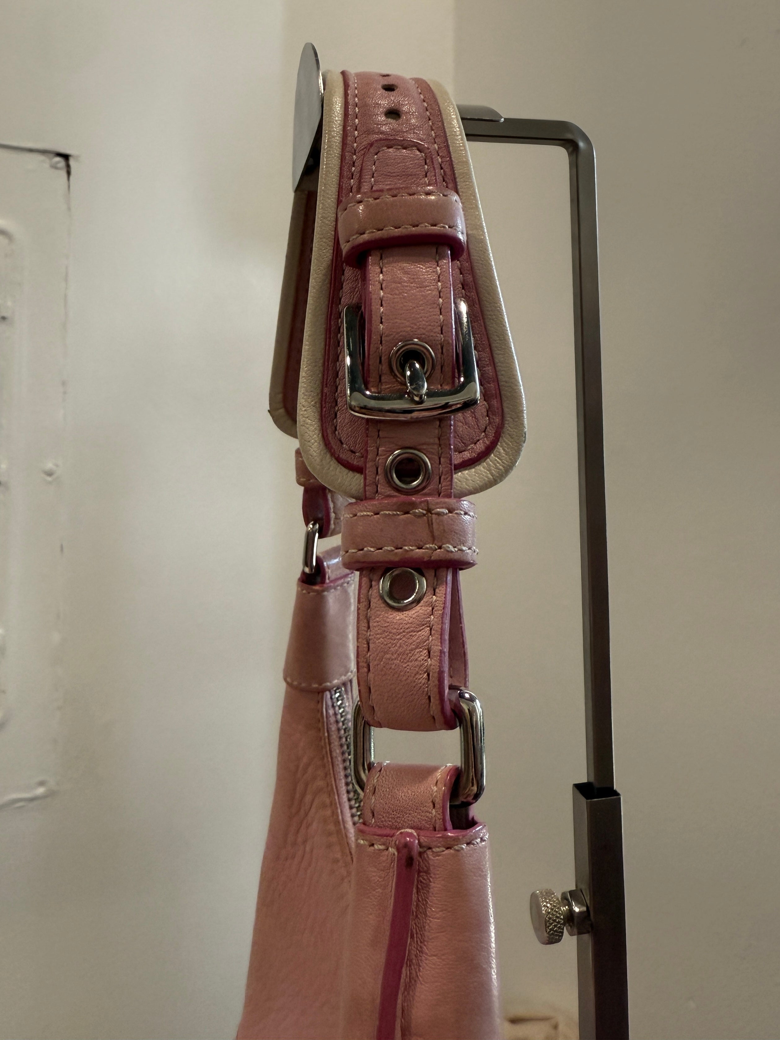 Pink Pebble Leather Handbag