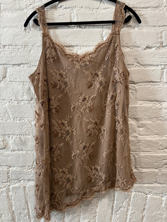 Beige beaded lace tunic