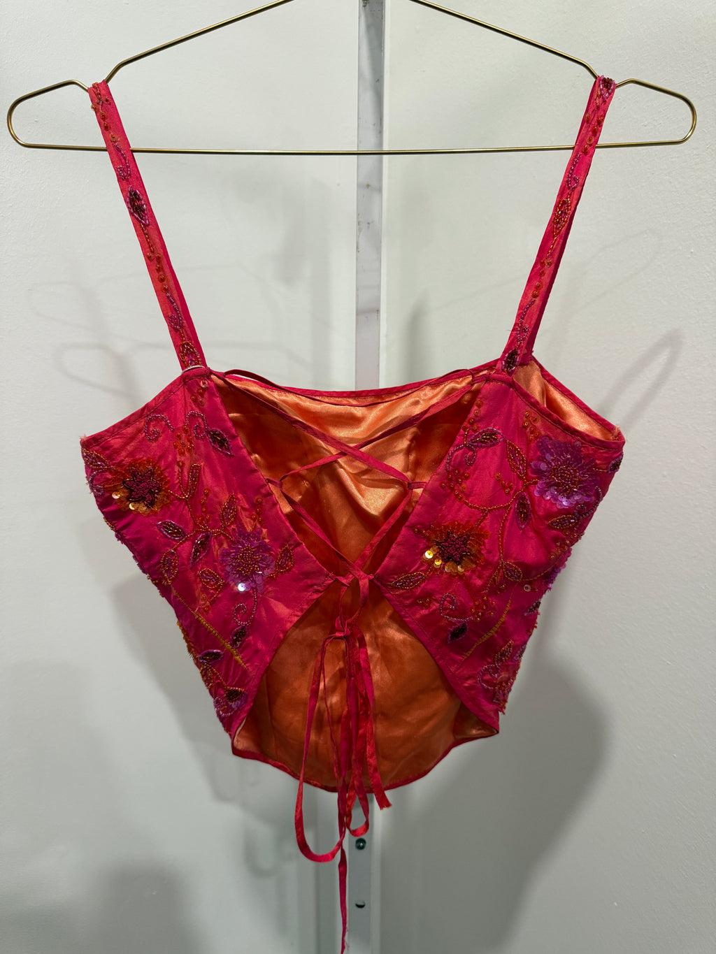 Scala Pink gold beaded corset