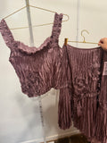 French Mauve Crinkle Skirt Set