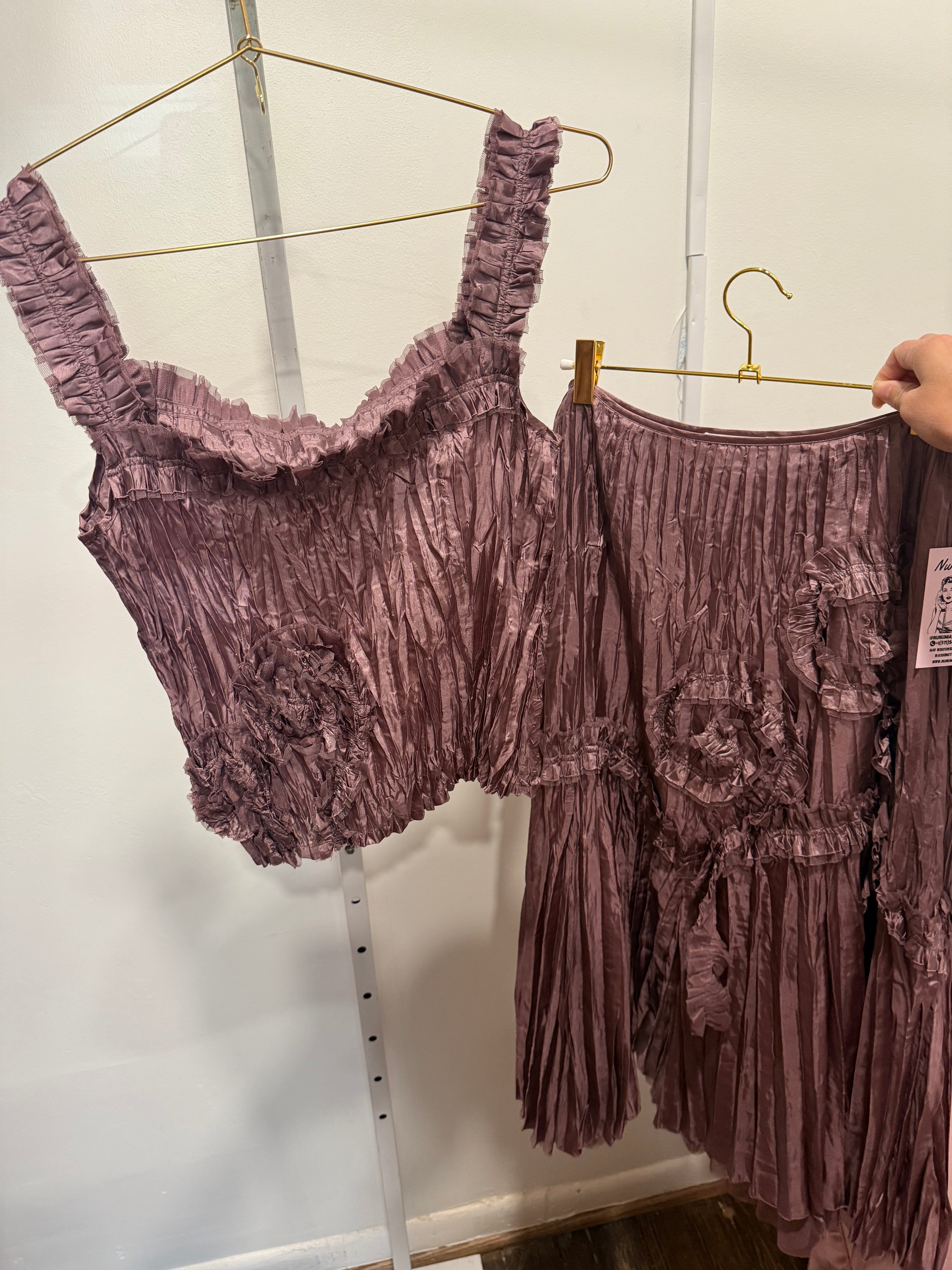 French Mauve Crinkle Skirt Set