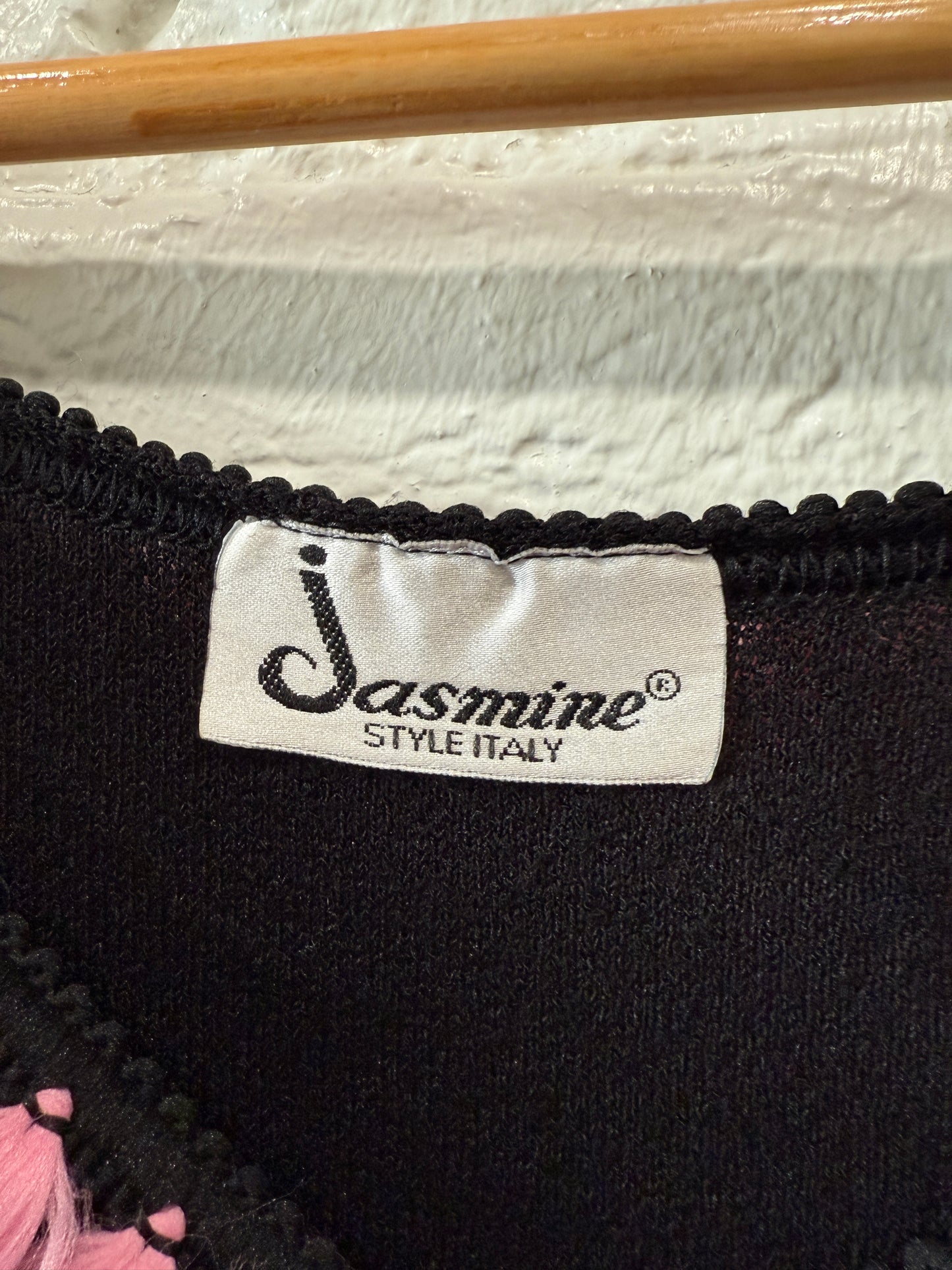 Italian pink detail black top