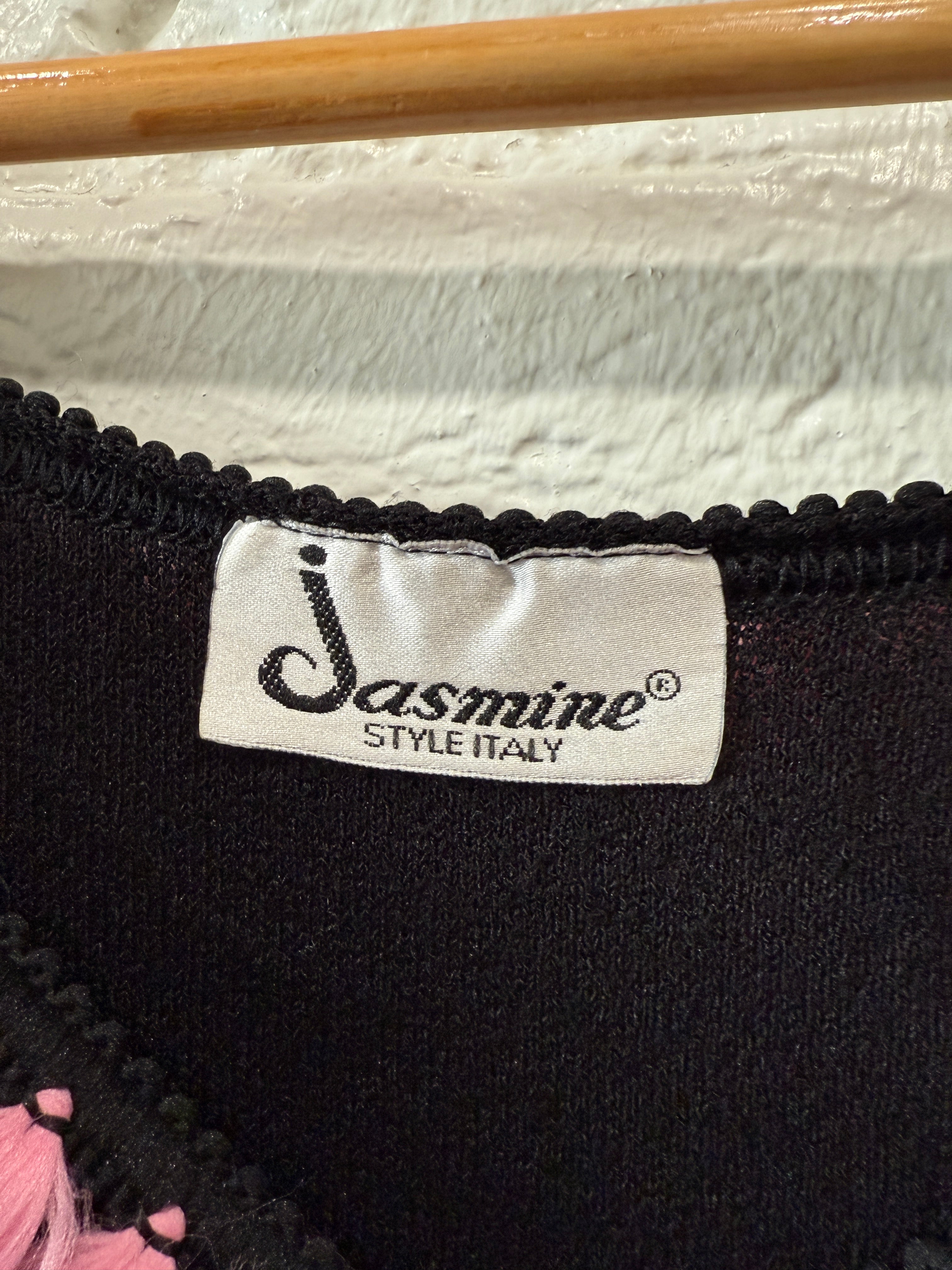 Italian pink detail black top
