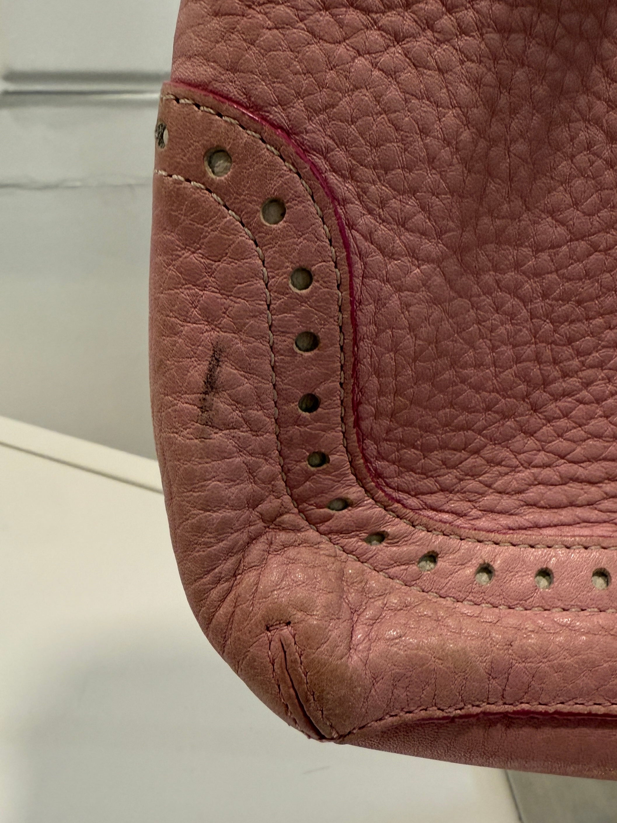Pink Pebble Leather Handbag