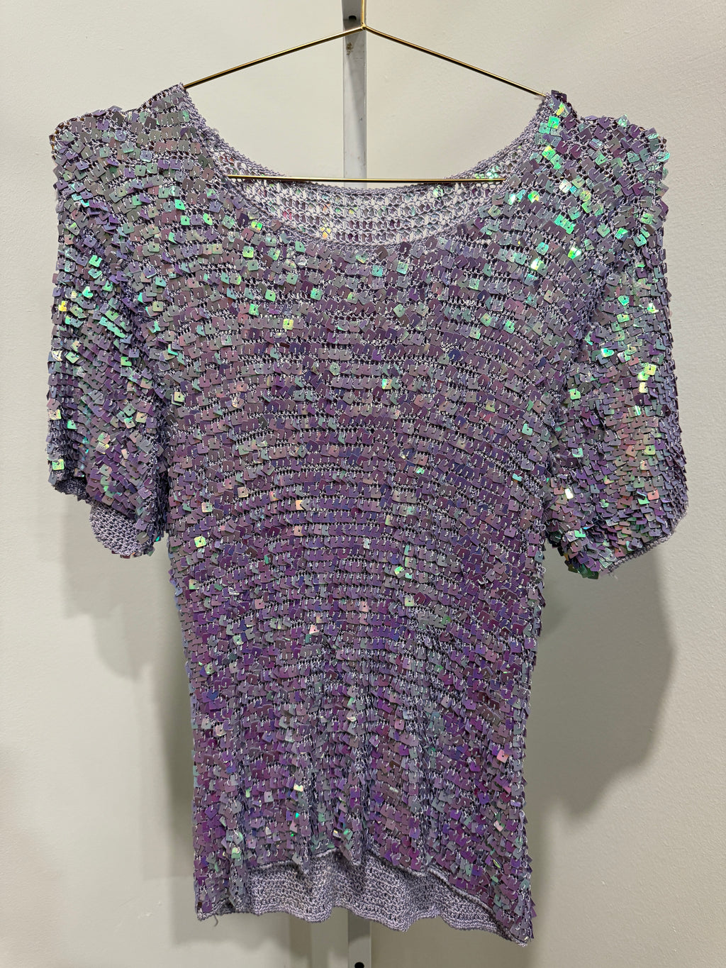 Purple Sequin 
Crochet Top SS