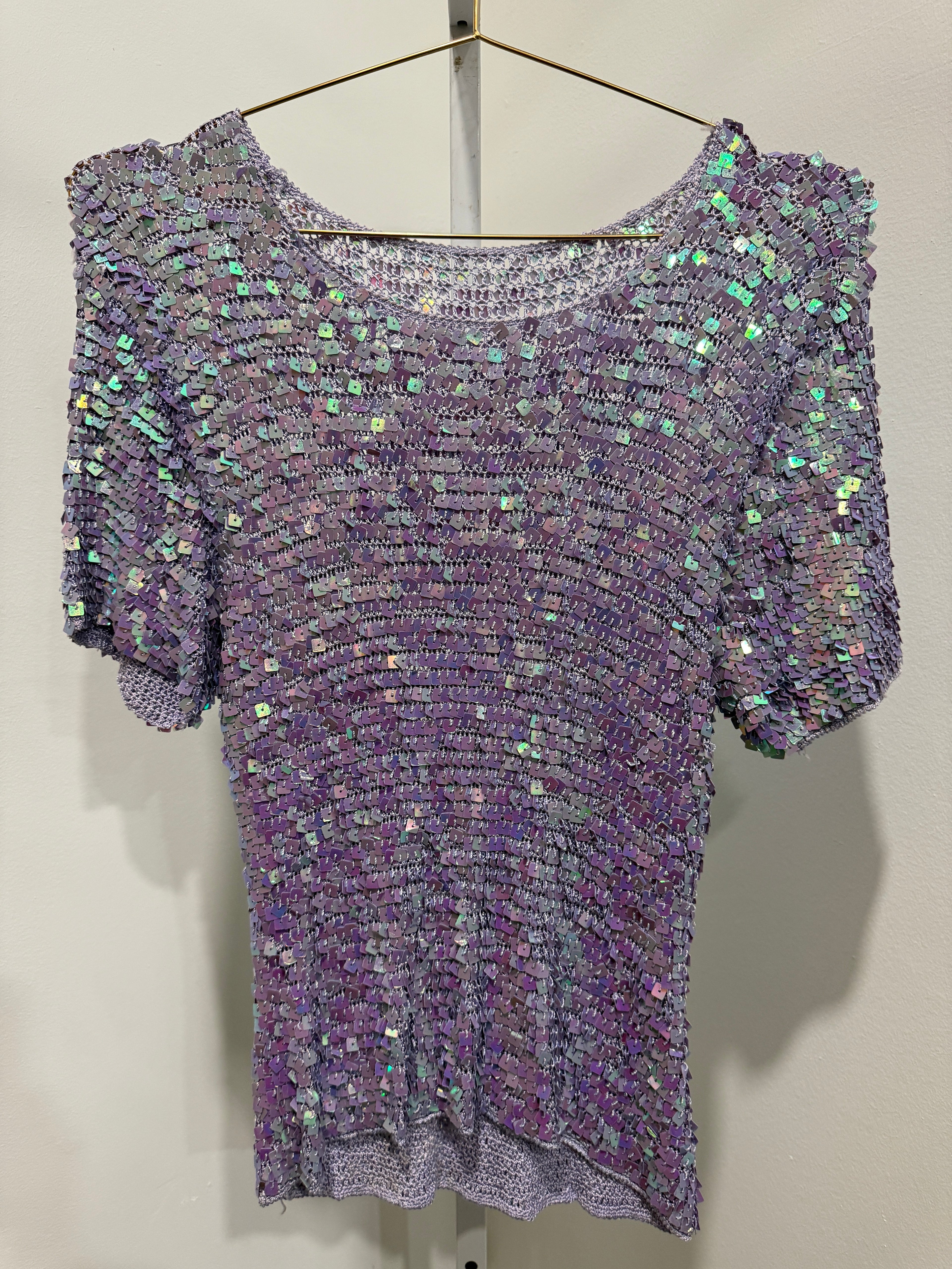 Purple Sequin 
Crochet Top SS