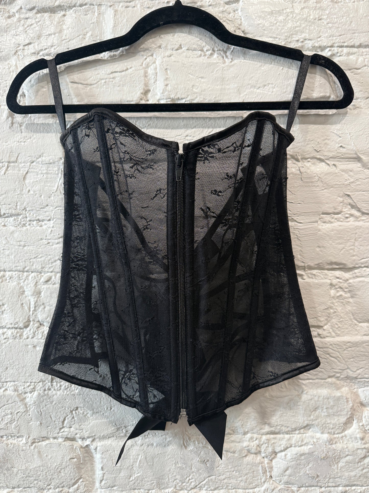 Black Bow detailed lace corset