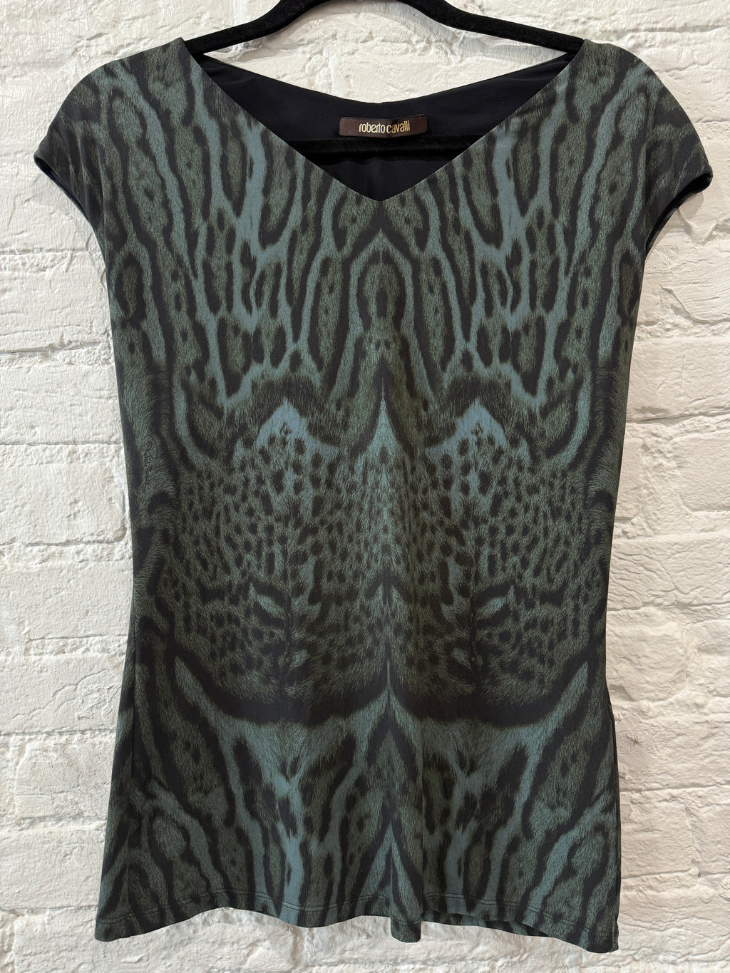 Roberto Cavalli Green Cheetah Print