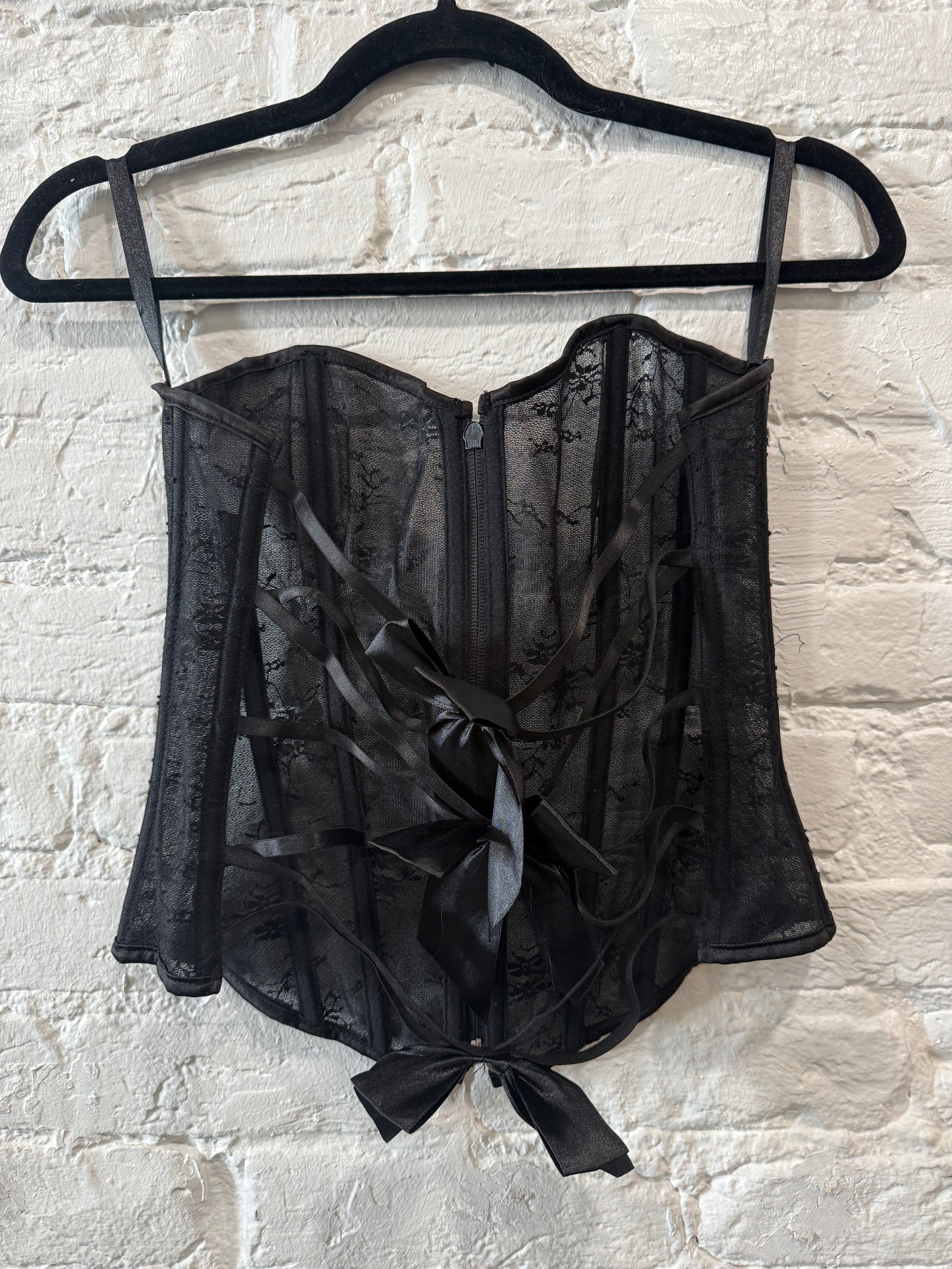 Black Bow detailed lace corset