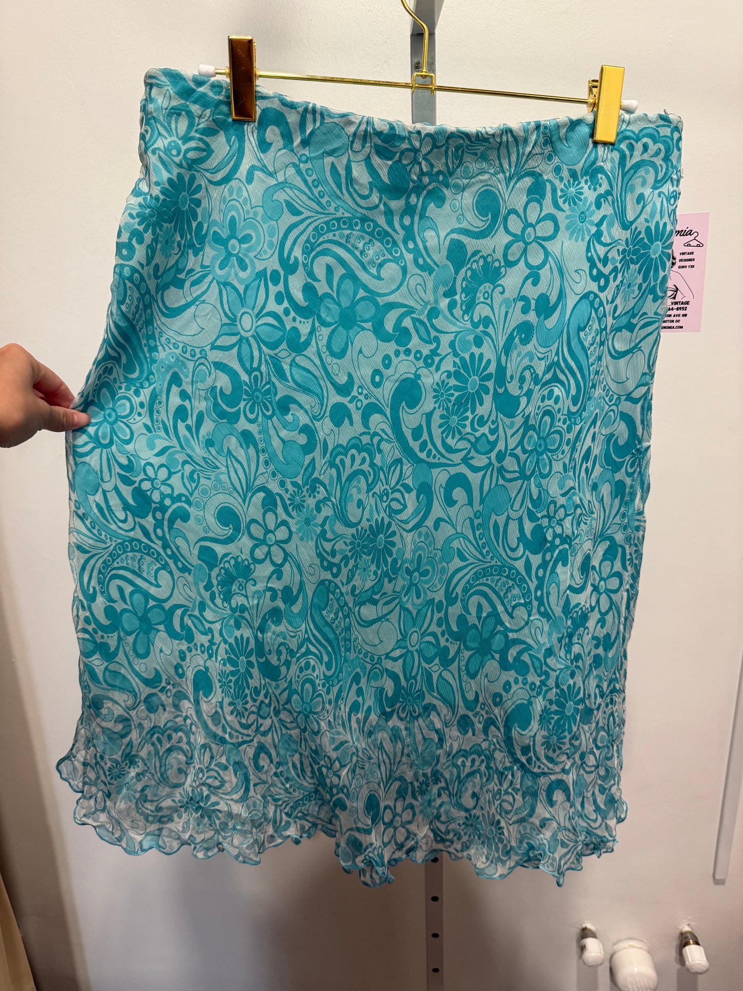 Blue Floral Silk Set