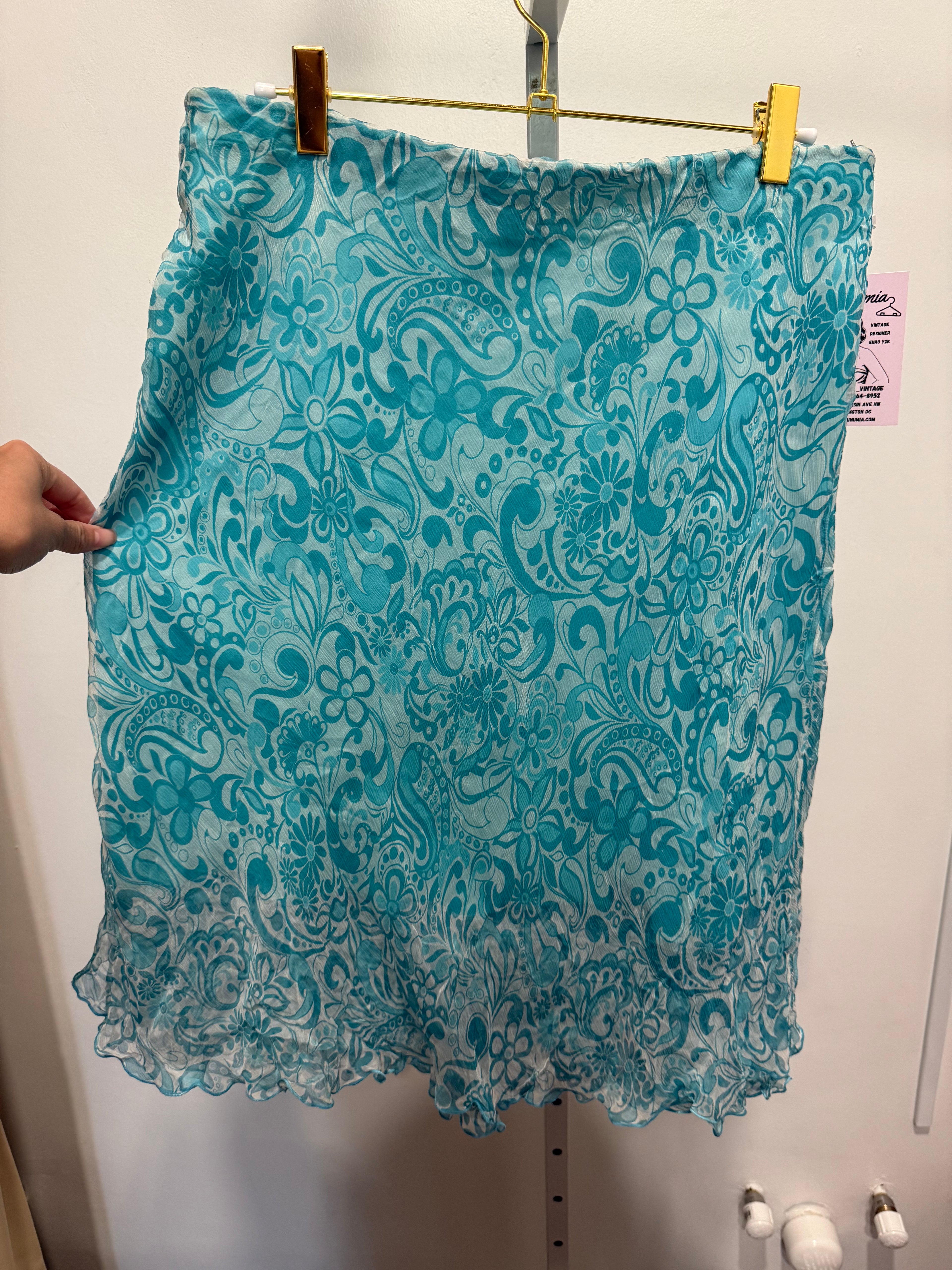 Blue Floral Silk Set