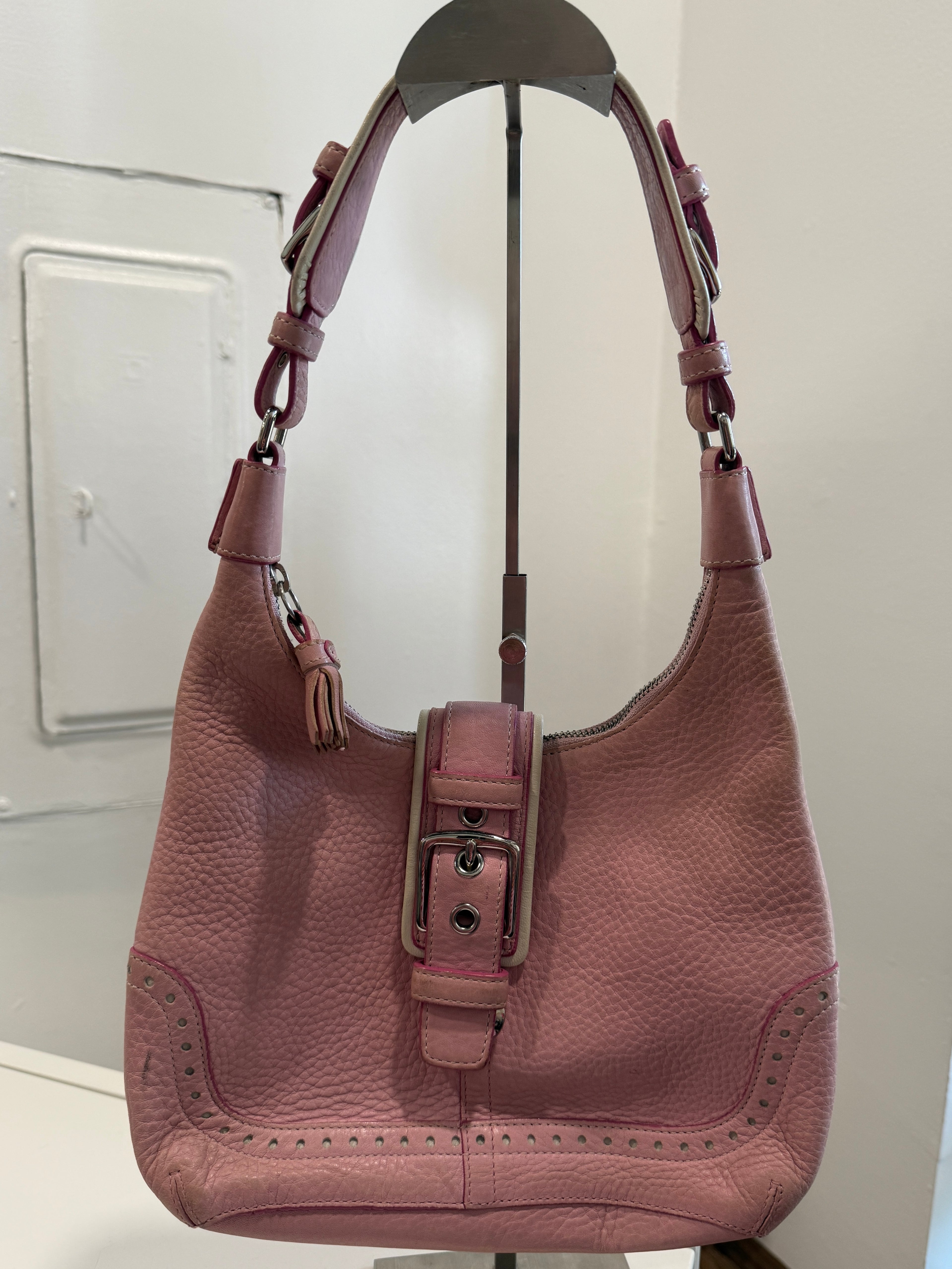 Pink Pebble Leather Handbag