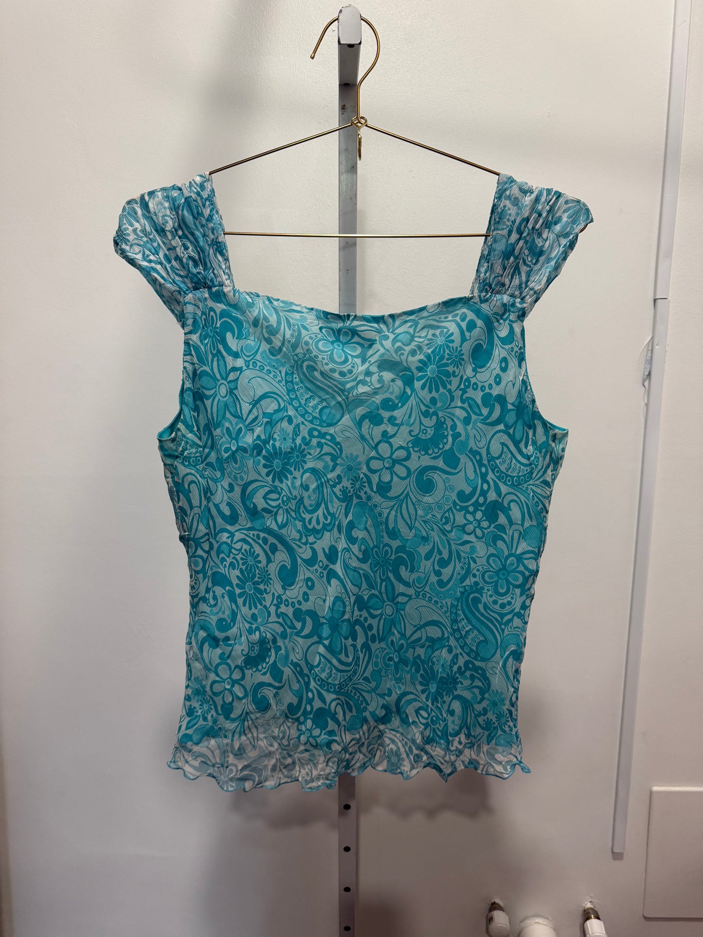 Blue Floral Silk Set