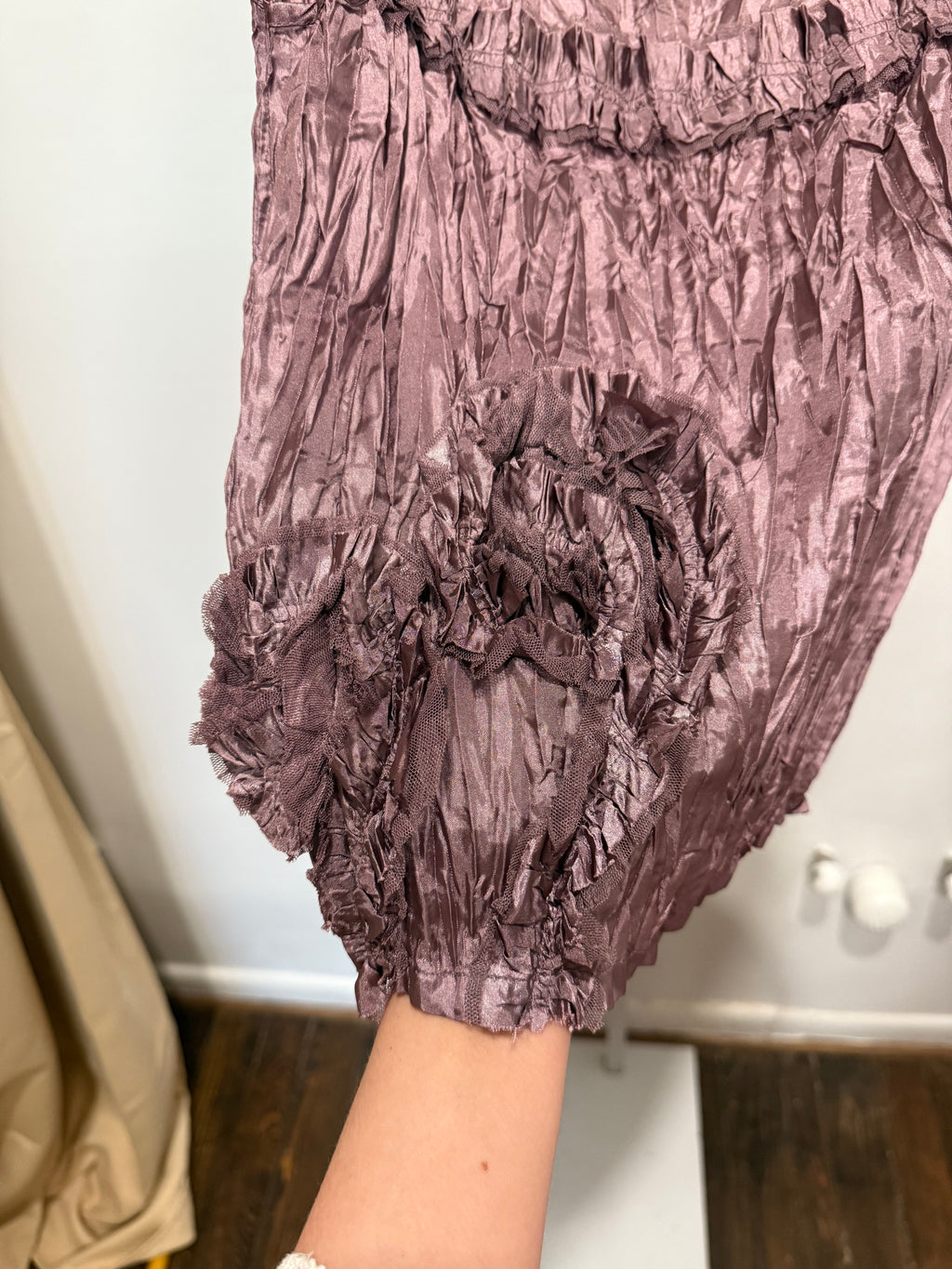 French Mauve Crinkle Skirt Set