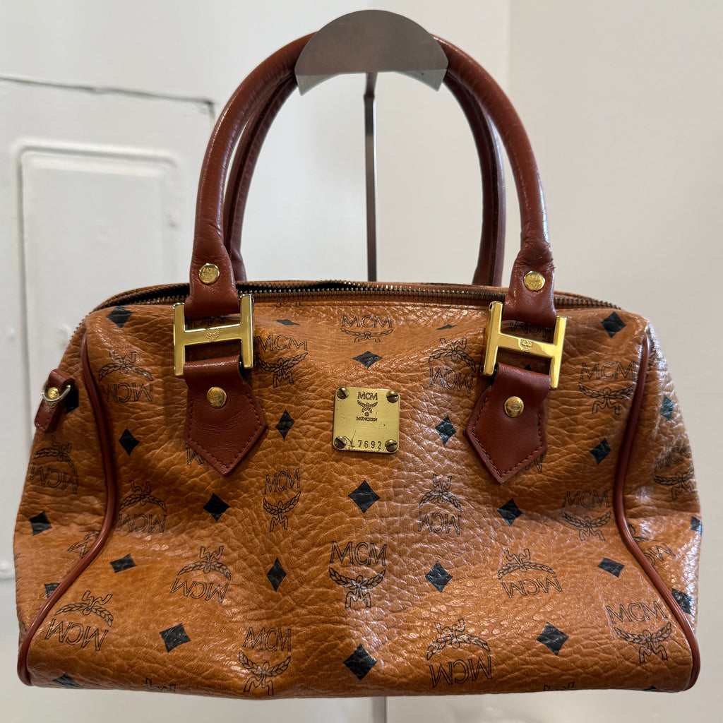 MCM Cognac Boston Handbag