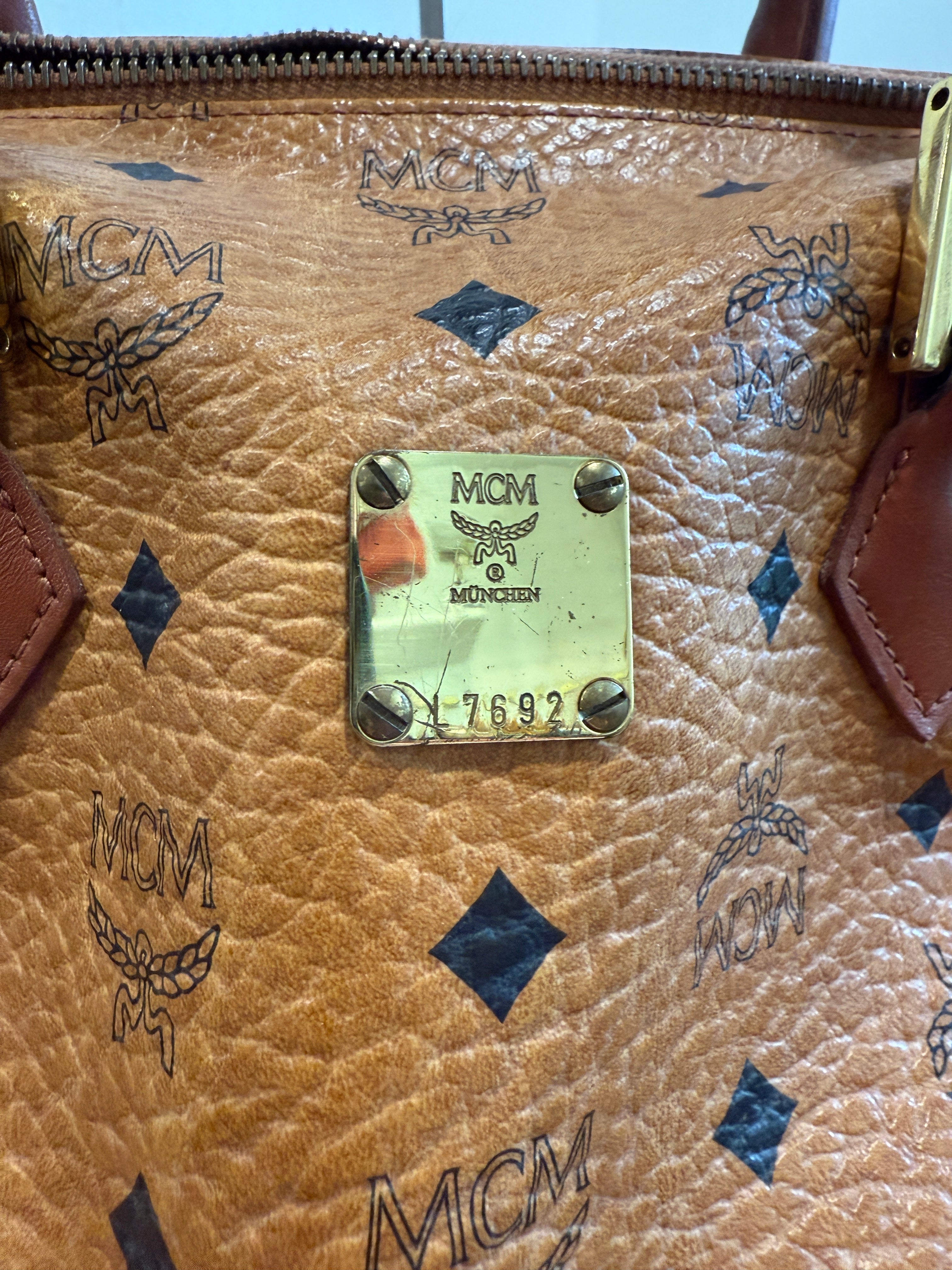 MCM Cognac Boston Handbag