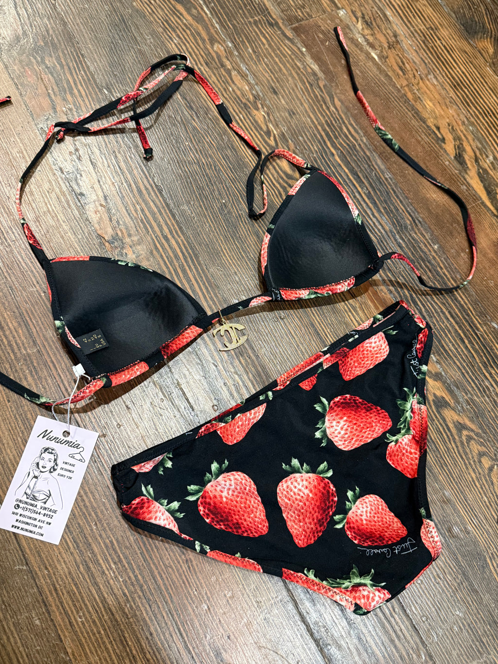 Vtg Cavalli Strawberry Bikini set as is