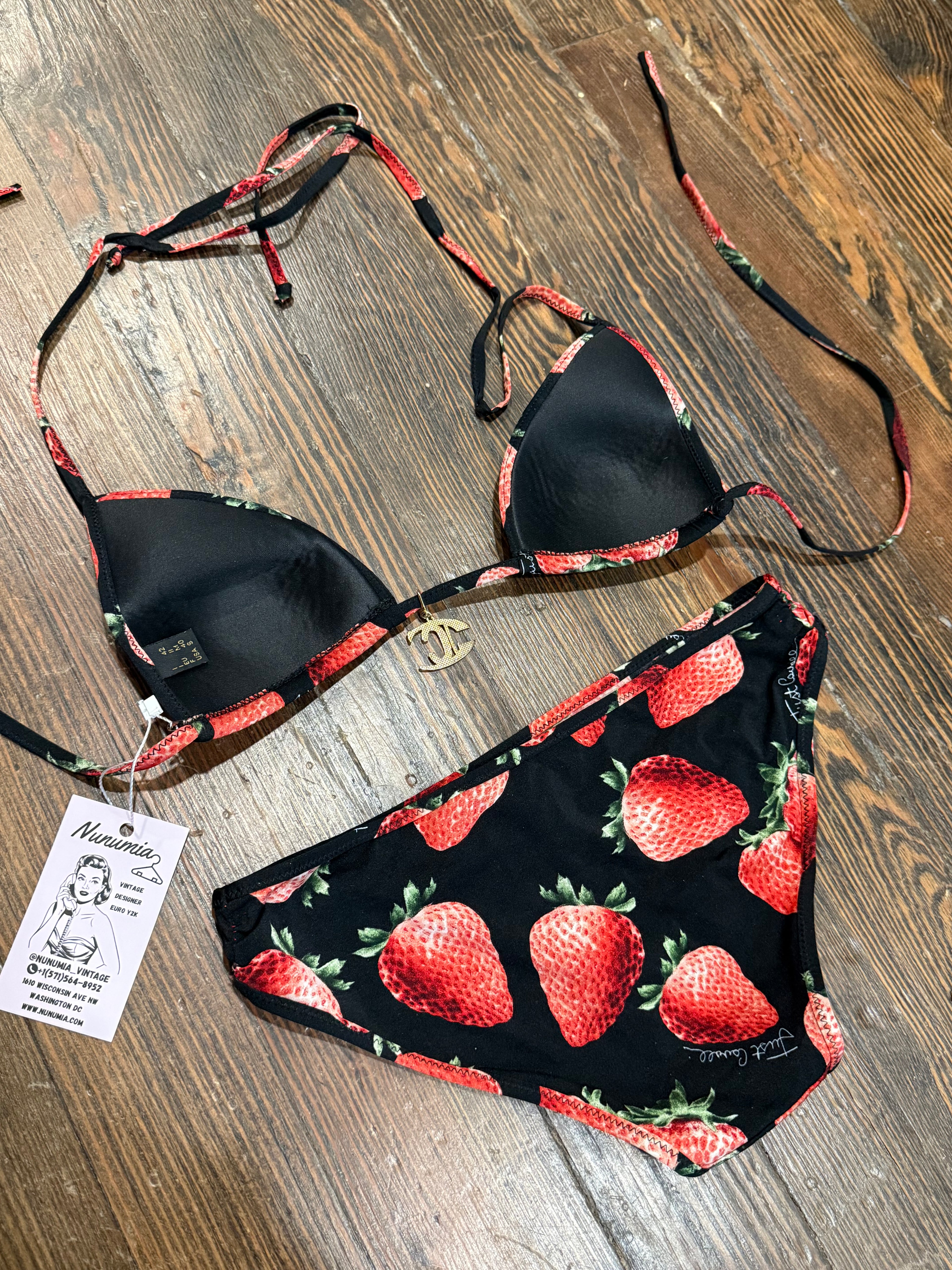 Vtg Cavalli Strawberry Bikini set as is