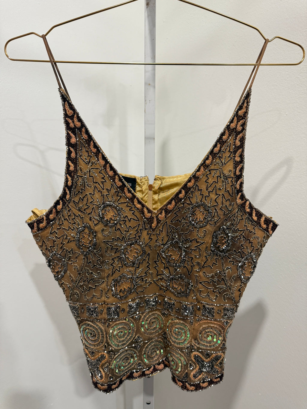 Gold beaded corset top