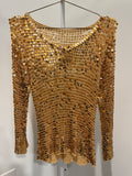 Long sleeve gold crochet top