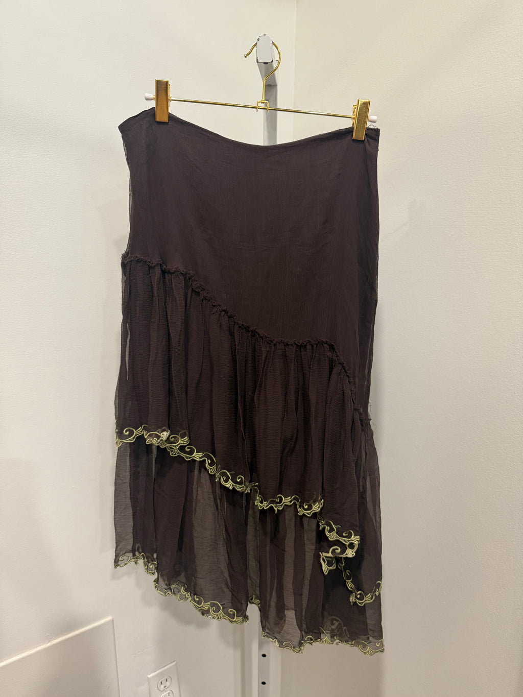 Brown Silk Flowy Skirt