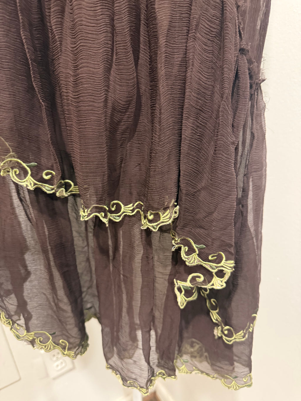 Brown Silk Flowy Skirt