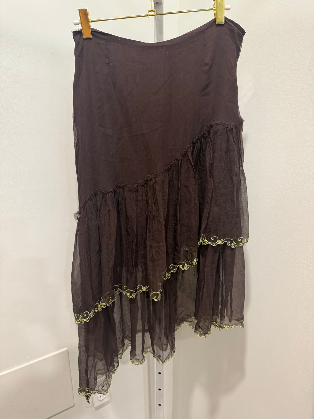 Brown Silk Flowy Skirt